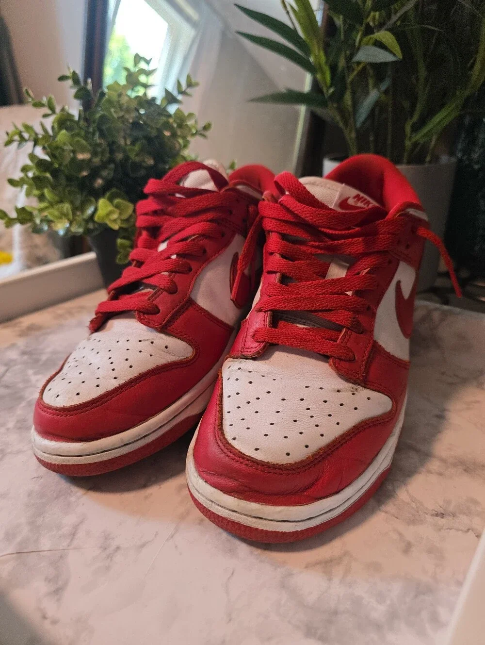 Nike Dunk Low-style Men's 7.5  Red & White Sneakers